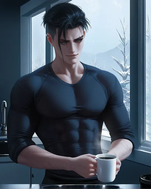 Anime AI boyfriend with coffee, custom personality